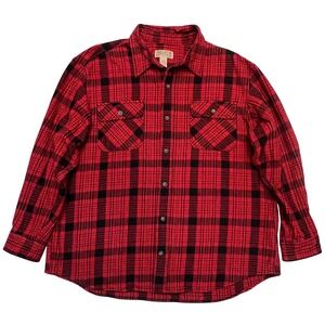 Duluth Trading Co Men's Red Black Plaid Heavyweight 100% Cotton Shirt Size 2XL